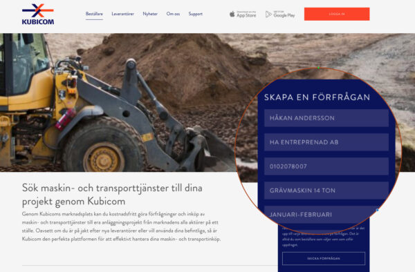 enklare att gör maskin- och transporttjänst förfrågan